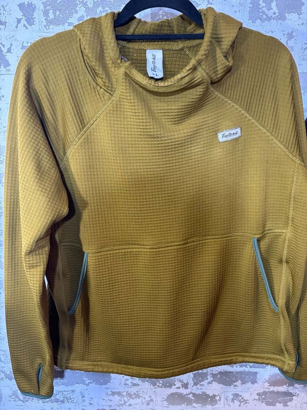 Fayettechill Polartec Grid Fleece Hoodie Mustard Gold XL